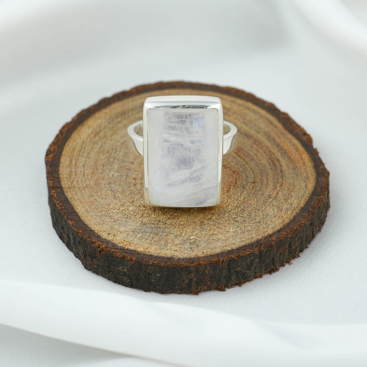 Moonstone Rectangle Silver Ring