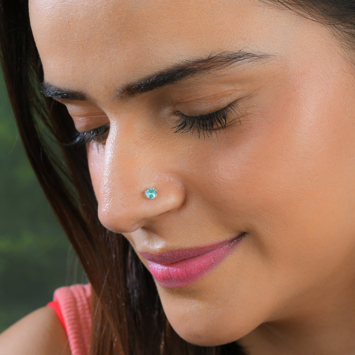 Natural Apatite Silver Nose Pin