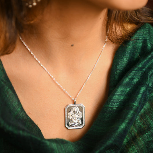 Vakratunda Ganesha Silver Pendant with Chain