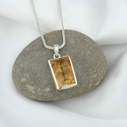 Natural Citrine Rectangular Pendant