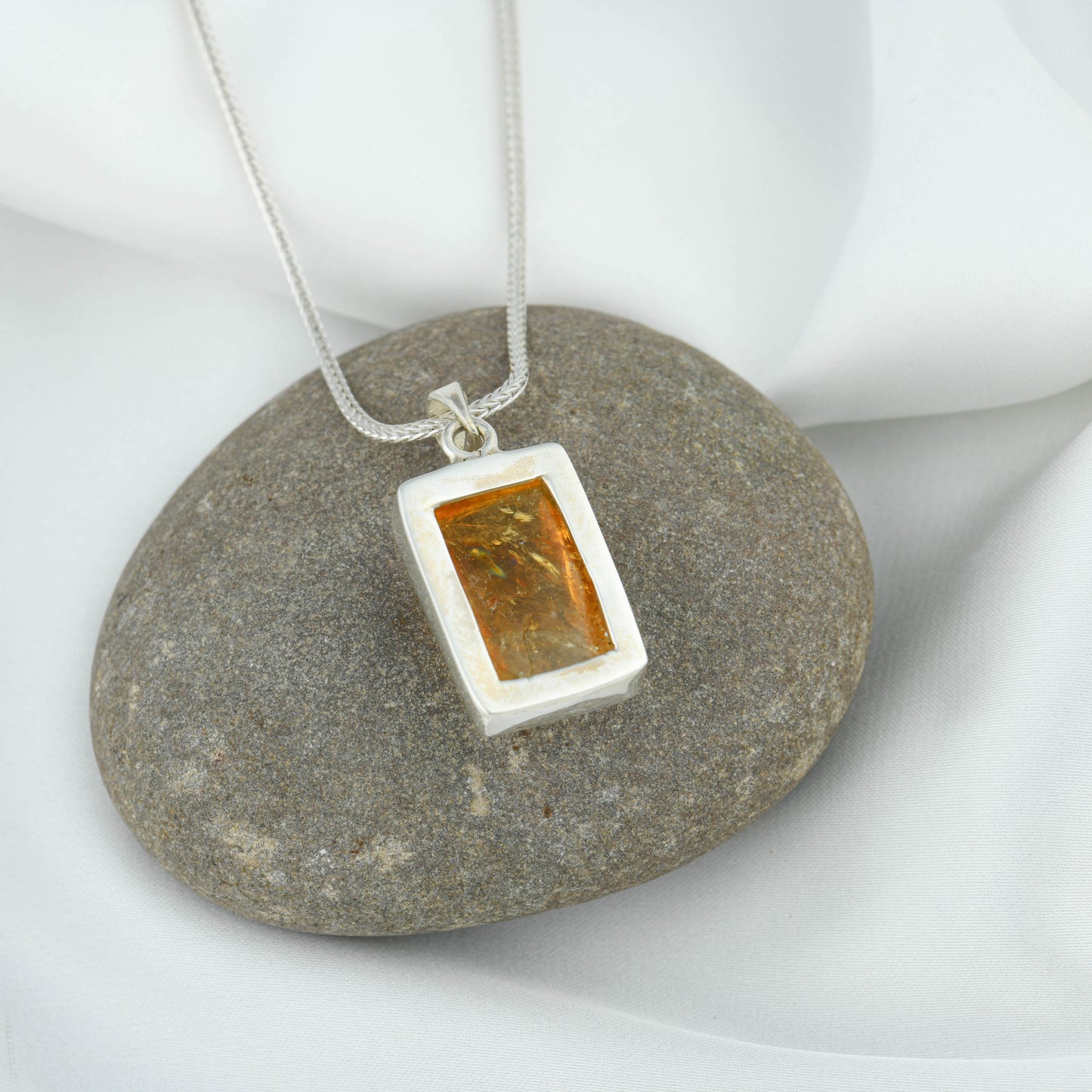 Natural Citrine Rectangular Pendant