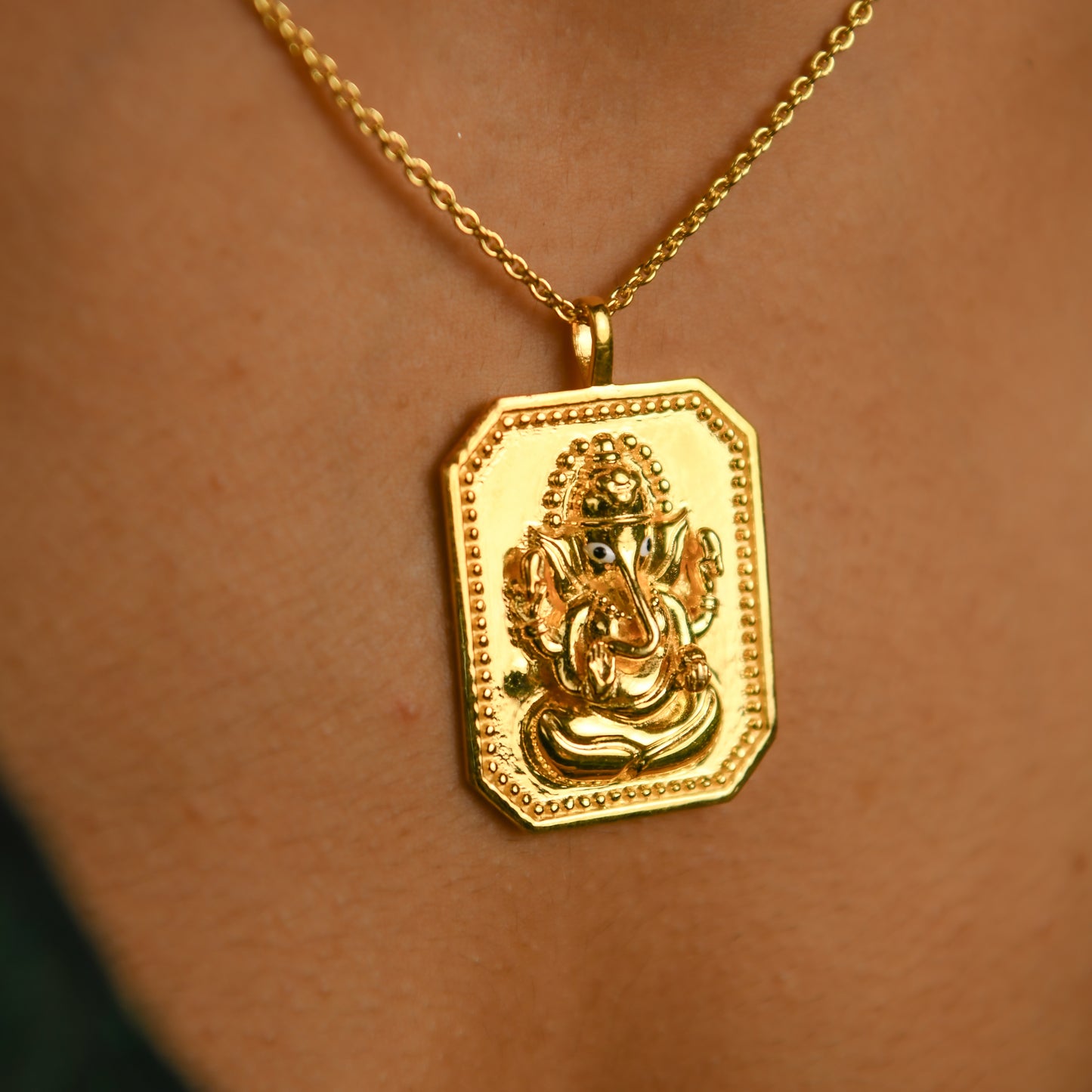Vakratunda Ganesha Goldplated Silver Pendant with Chain