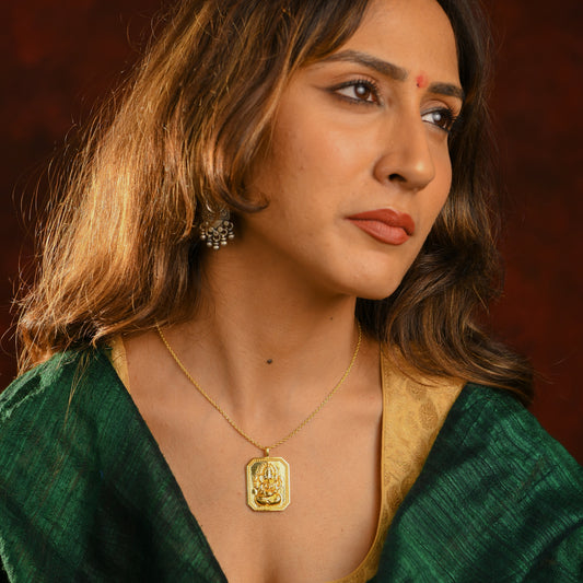 Vakratunda Ganesha Goldplated Silver Pendant with Chain