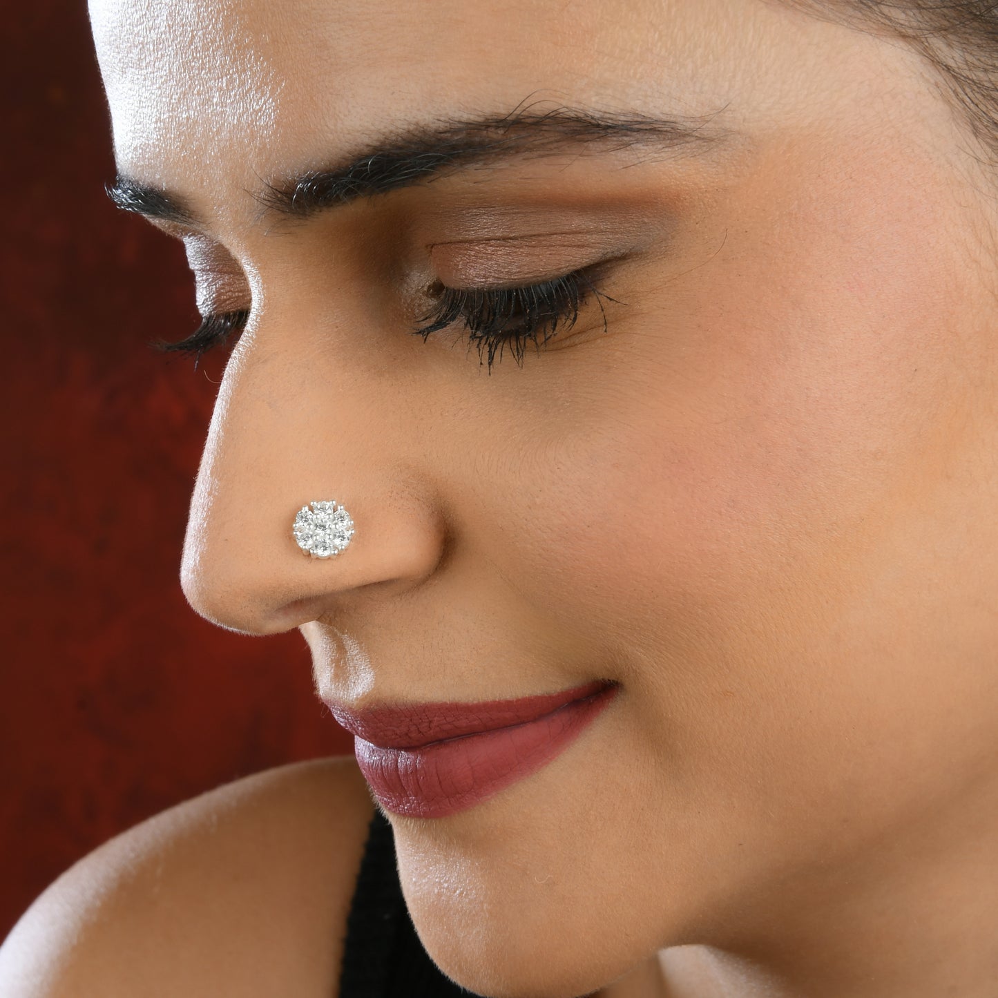 Aabha CZ Silver Nose Pin