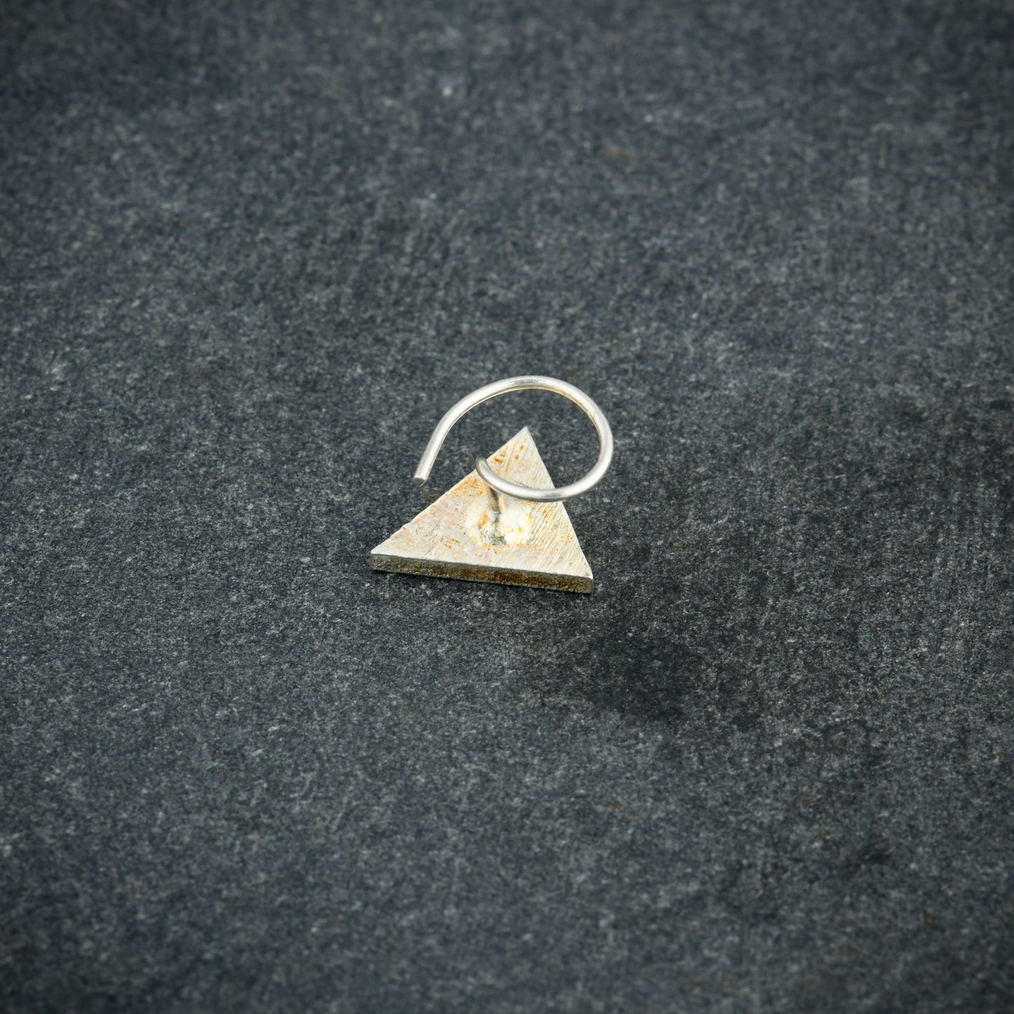 Trikone Enamel Silver Nose Pin( Wire Type)