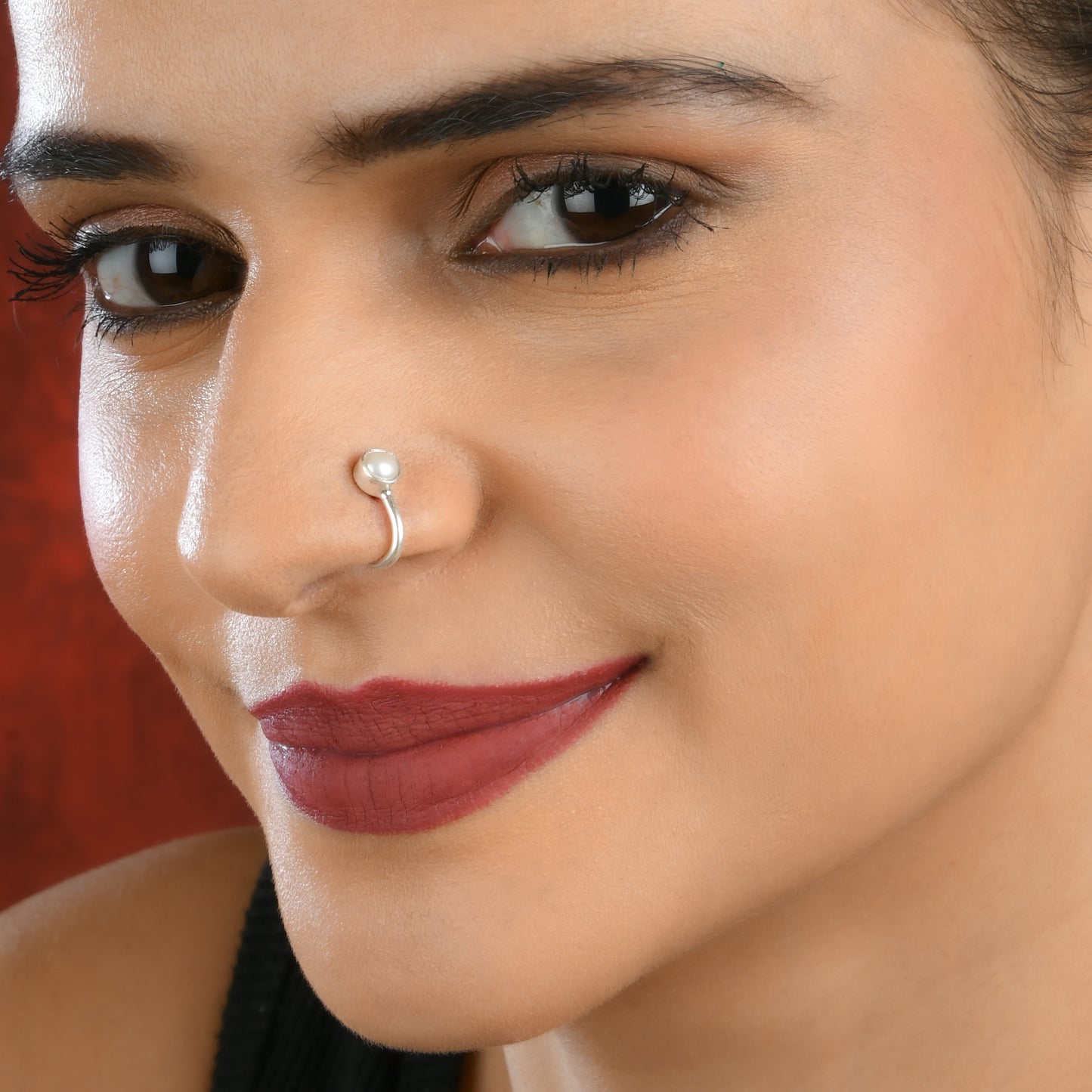 Pearl Silver Clip On Nose Pin