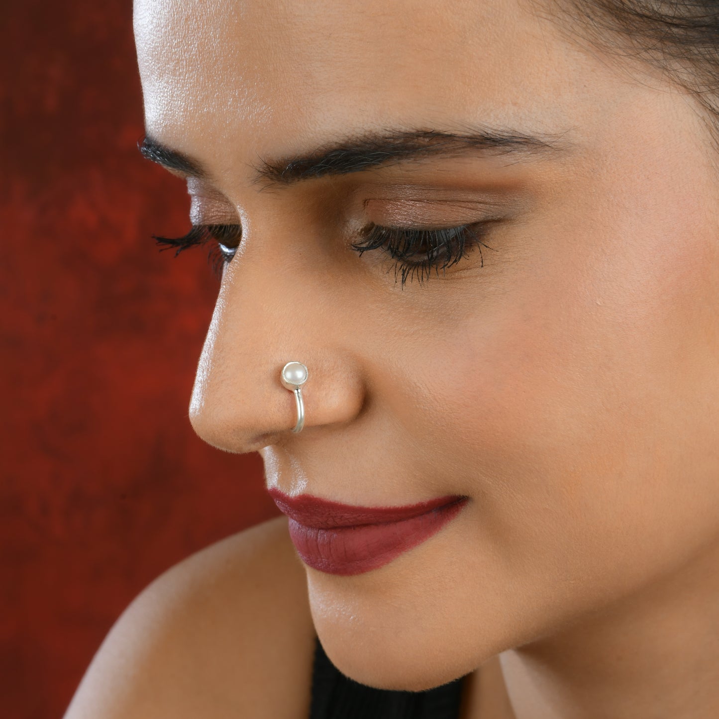Pearl Silver Clip On Nose Pin