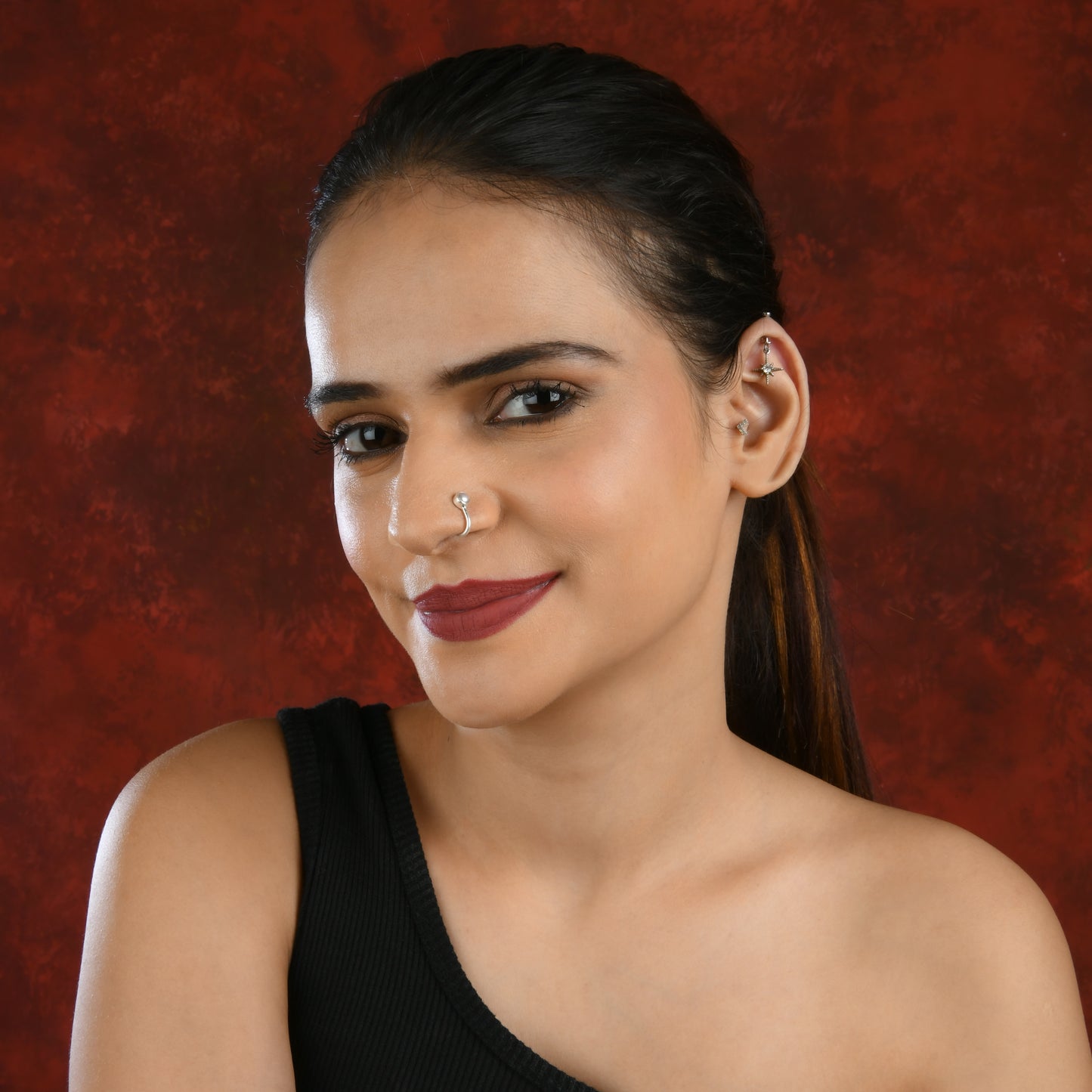 Peach Freshwater Pearl Nose Pin (Wire Type)