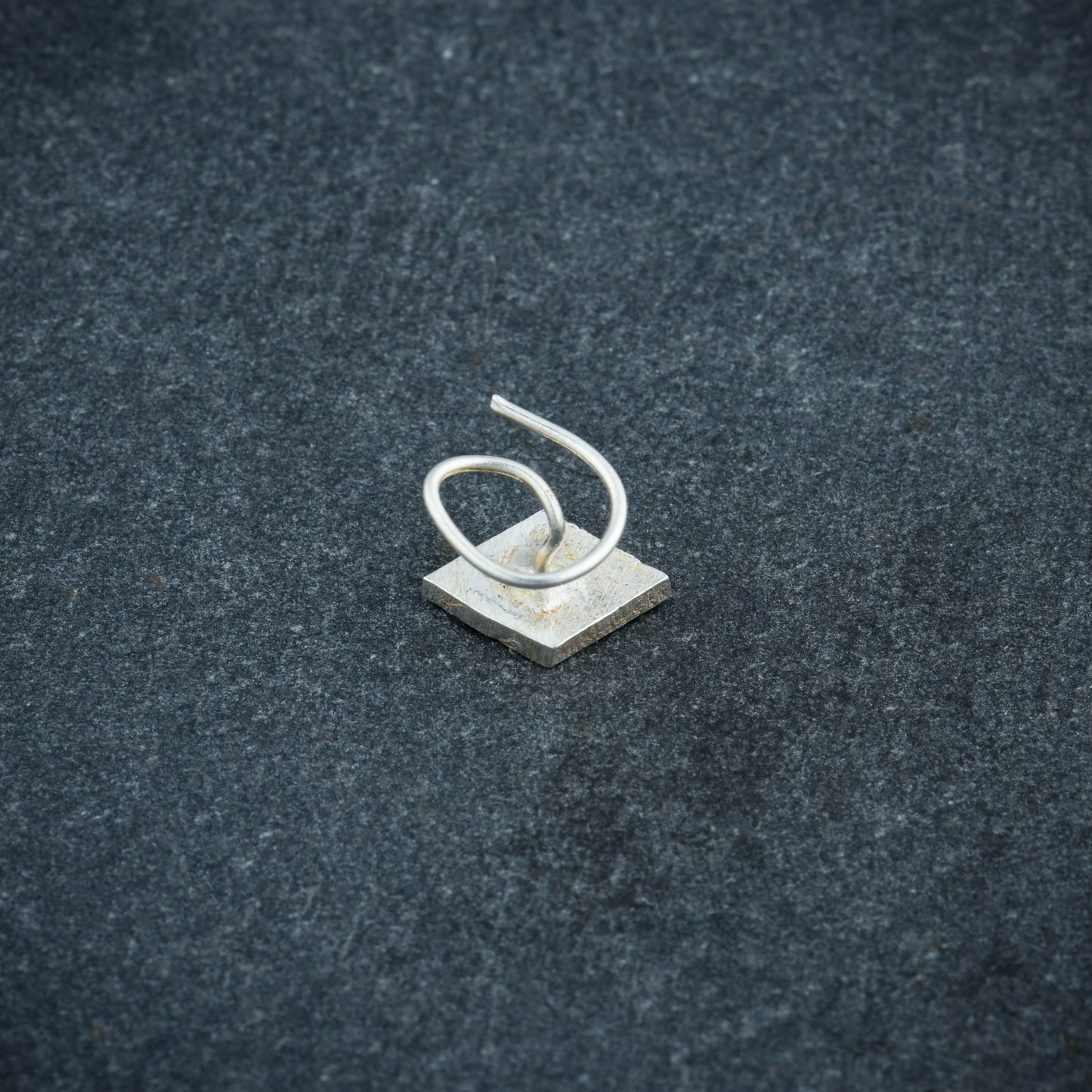 Black Diamond Shaped Silver Nose Pin