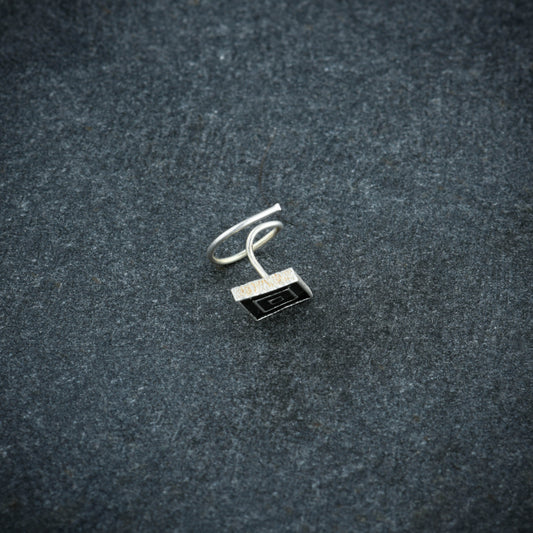 Black Diamond Shaped Silver Nose Pin