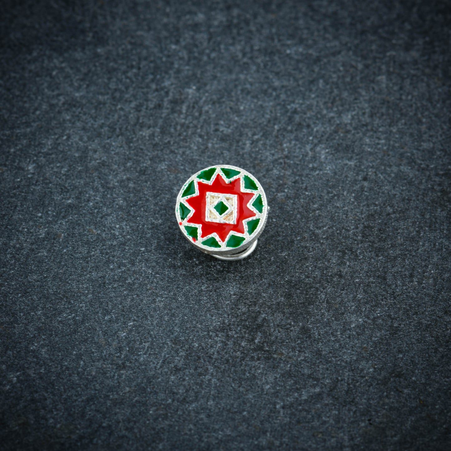 Starry Red Mandala Silver Nose Pin
