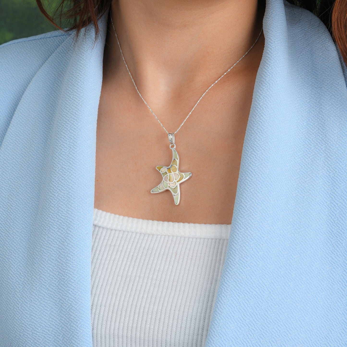 Silver MOP Star Fish Pendants