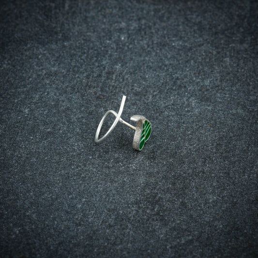 Bodhi Green Leaf Silver Nose Pin