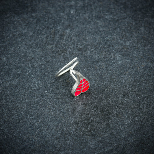 Bodhi Pink Leaf Silver Nose Pin