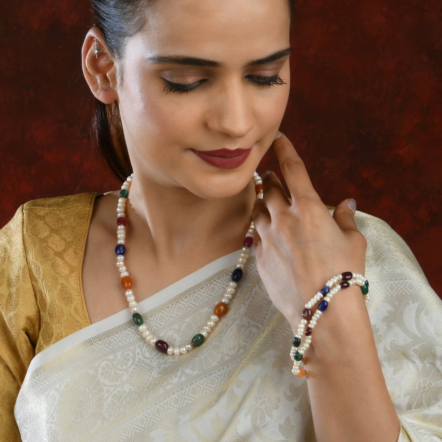 Pearl Semi Precious Multi Stone Bracelet