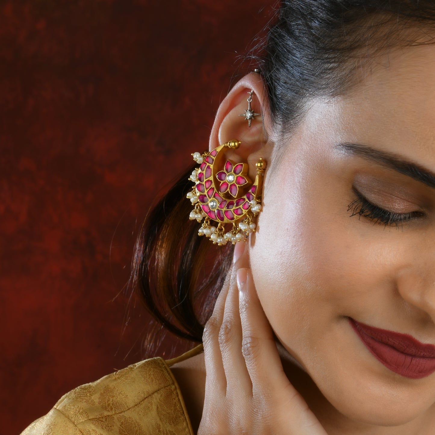 Kundan Chaand Baali Studs