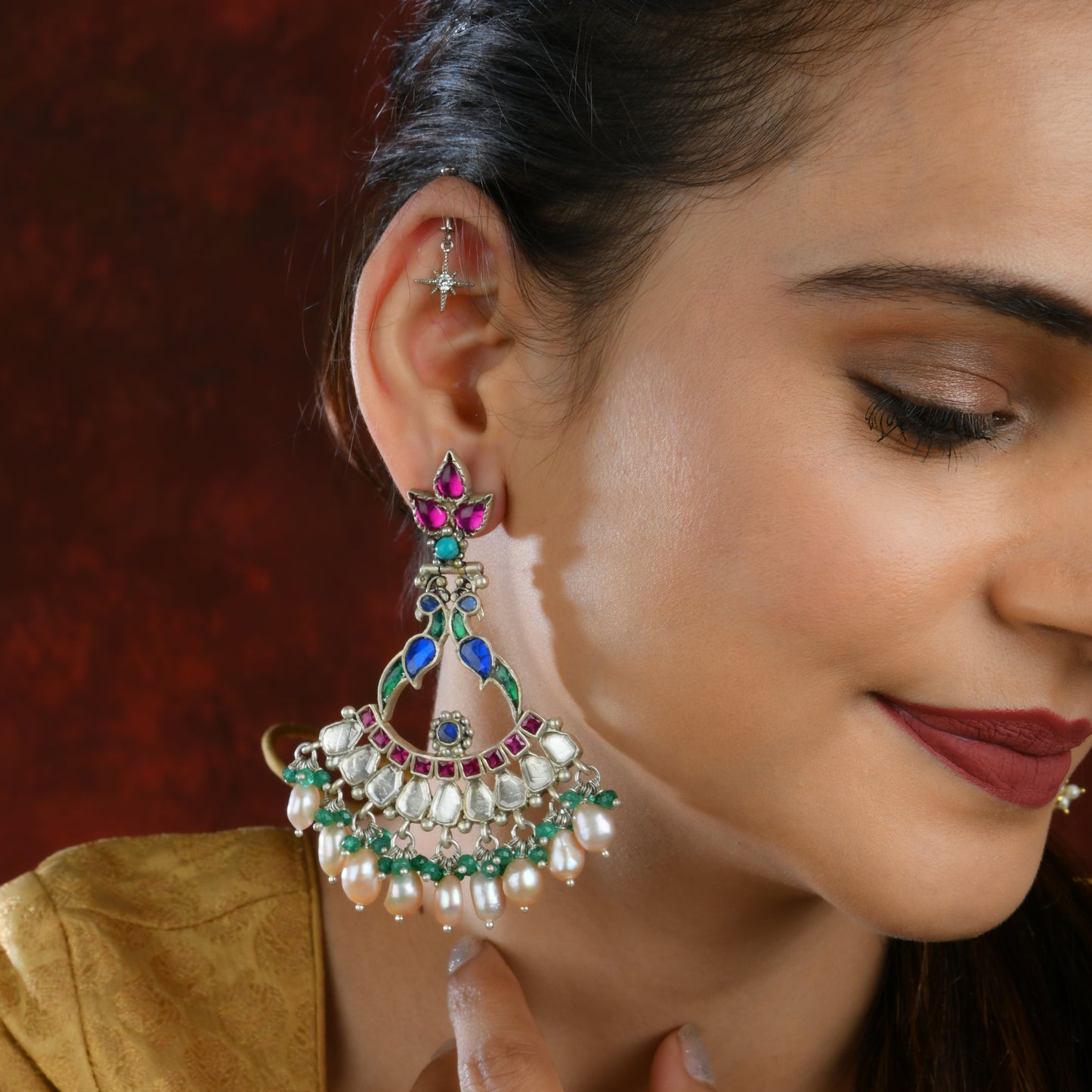 Majestic Silver Festive Earrings