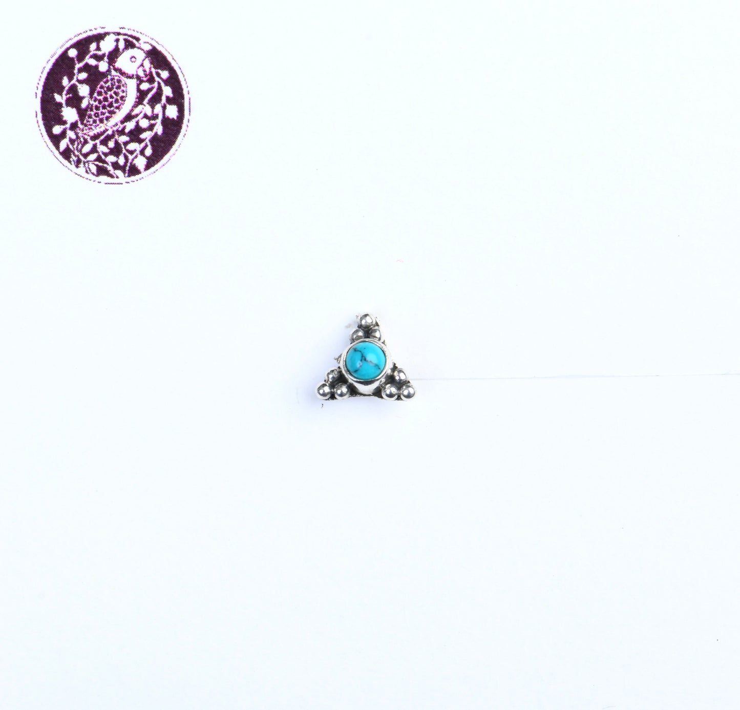 Turquoise Triangle Silver Nose Pin