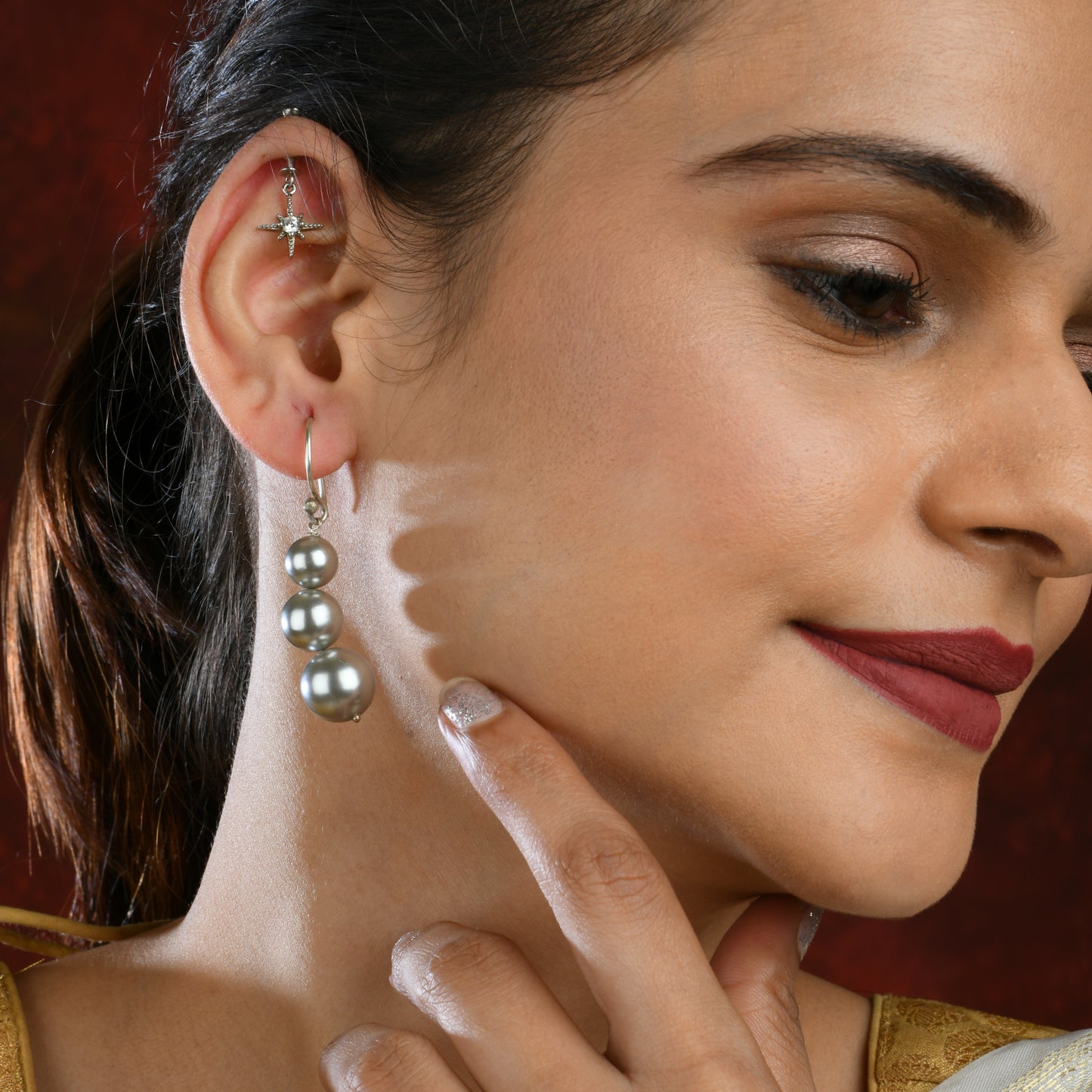 Grey Mirage Pearl Earrings