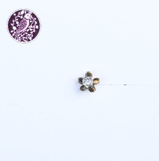 Mogra Quartz Silver Nose Pin