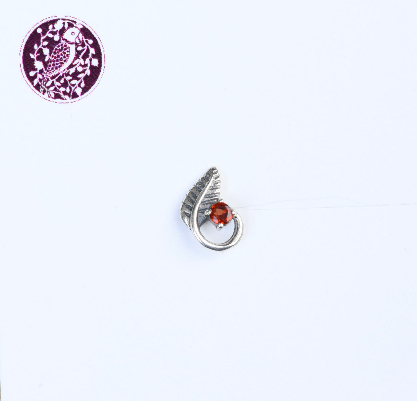Leaf Rosebud Silver Nose Pin