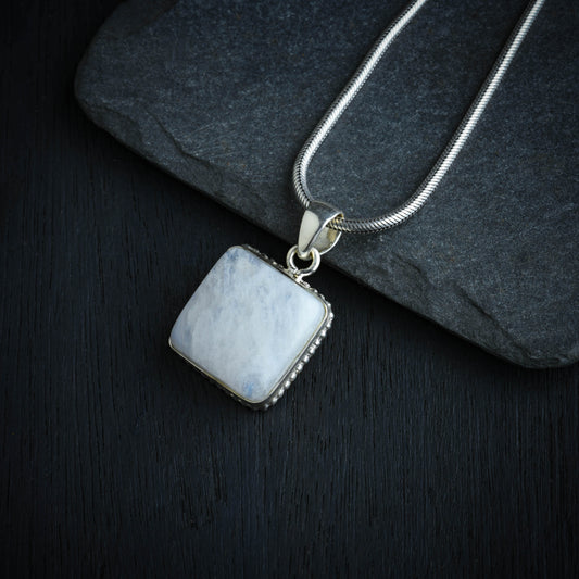 Moonstone Square Silver Pendant