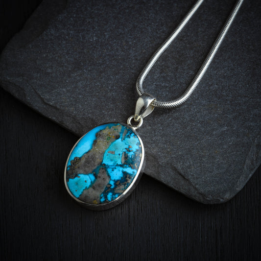 Unique Chrysocolla Silver Pendant