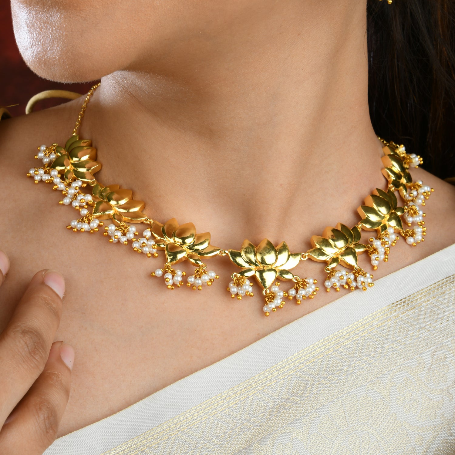 Necklaces Pearl in Gold-Plated Brass