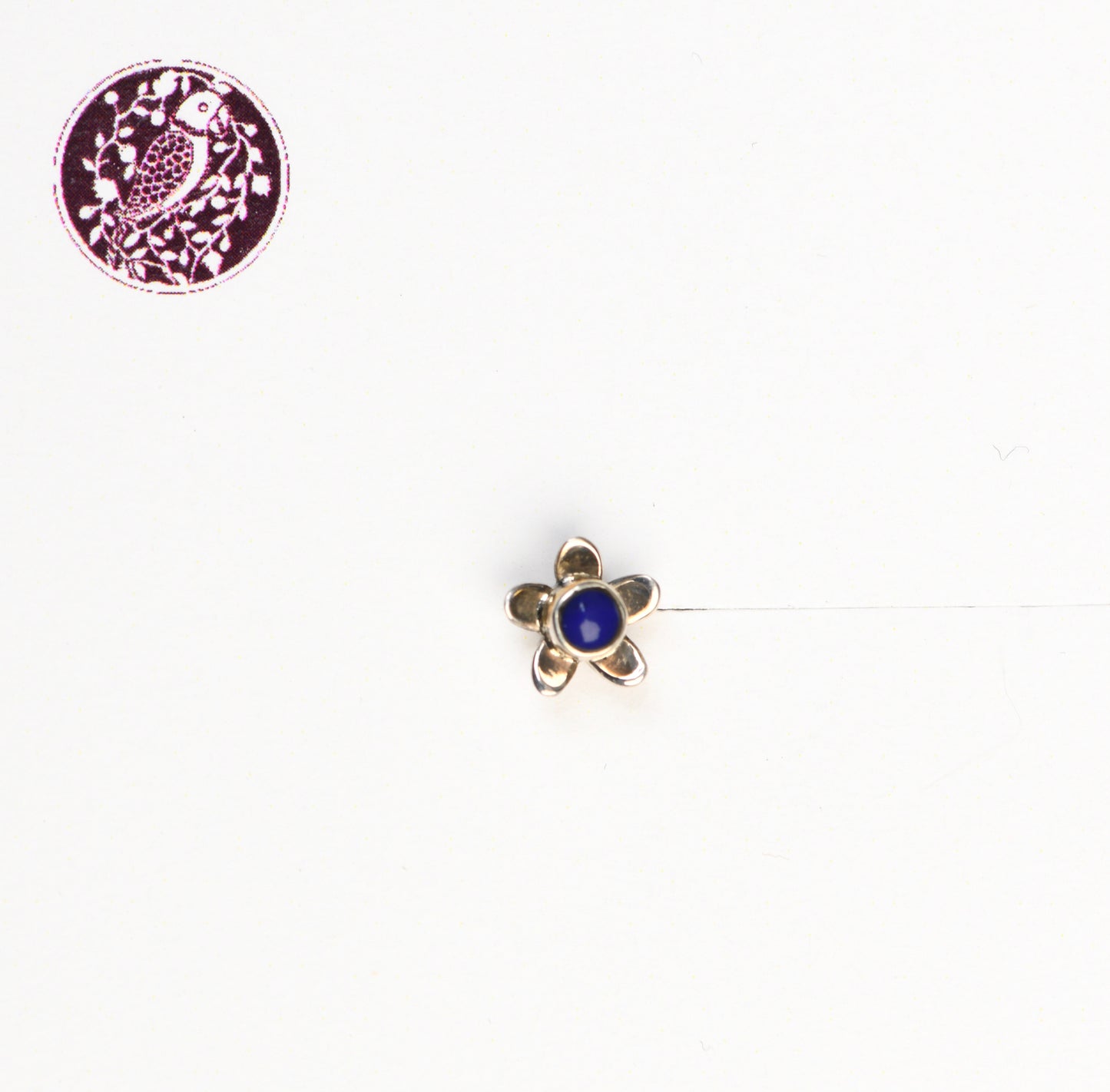 Mogra Blue Silver Nose Pin