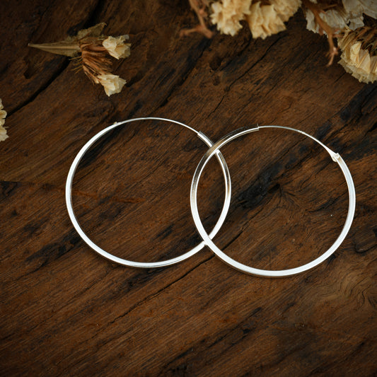 Silver Square Flat wired Earring Hoops