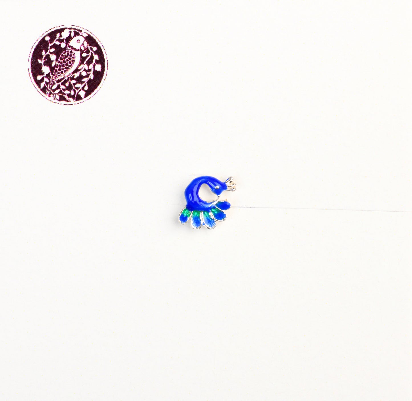 Blue Peacock Silver Nose Pin