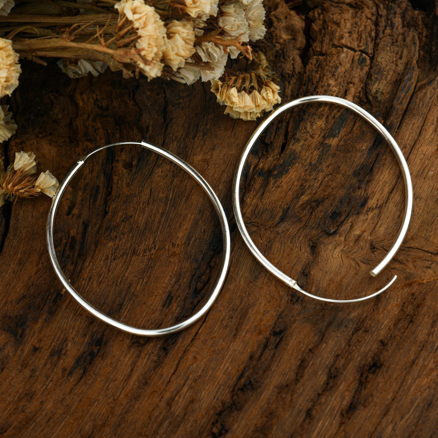 Oval Silver Hoops(5.5cm)