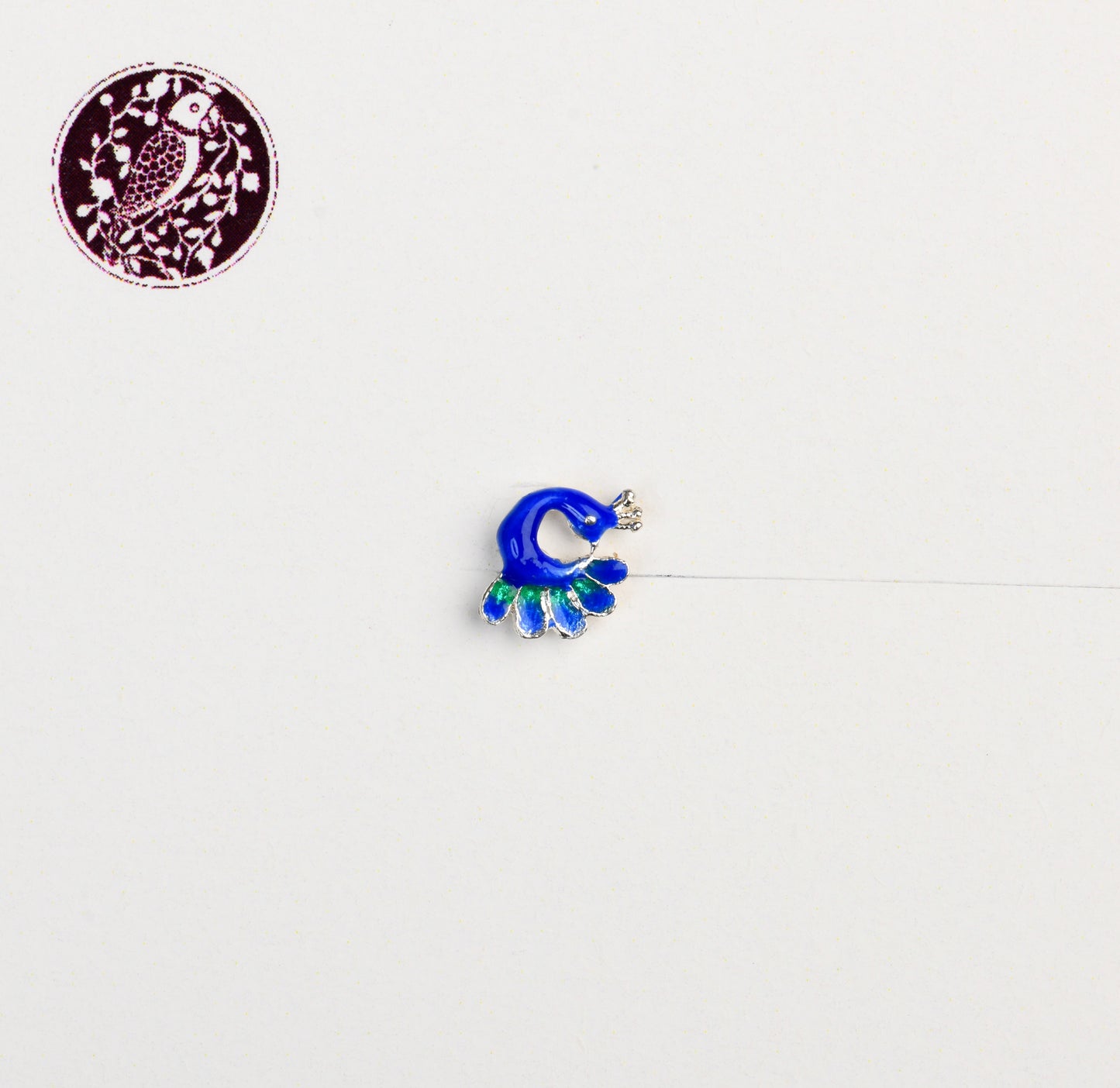 Blue Peacock Silver Nose Pin