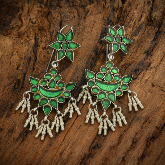 Madhu Chandrika Hara Sheesha Silver Earrings