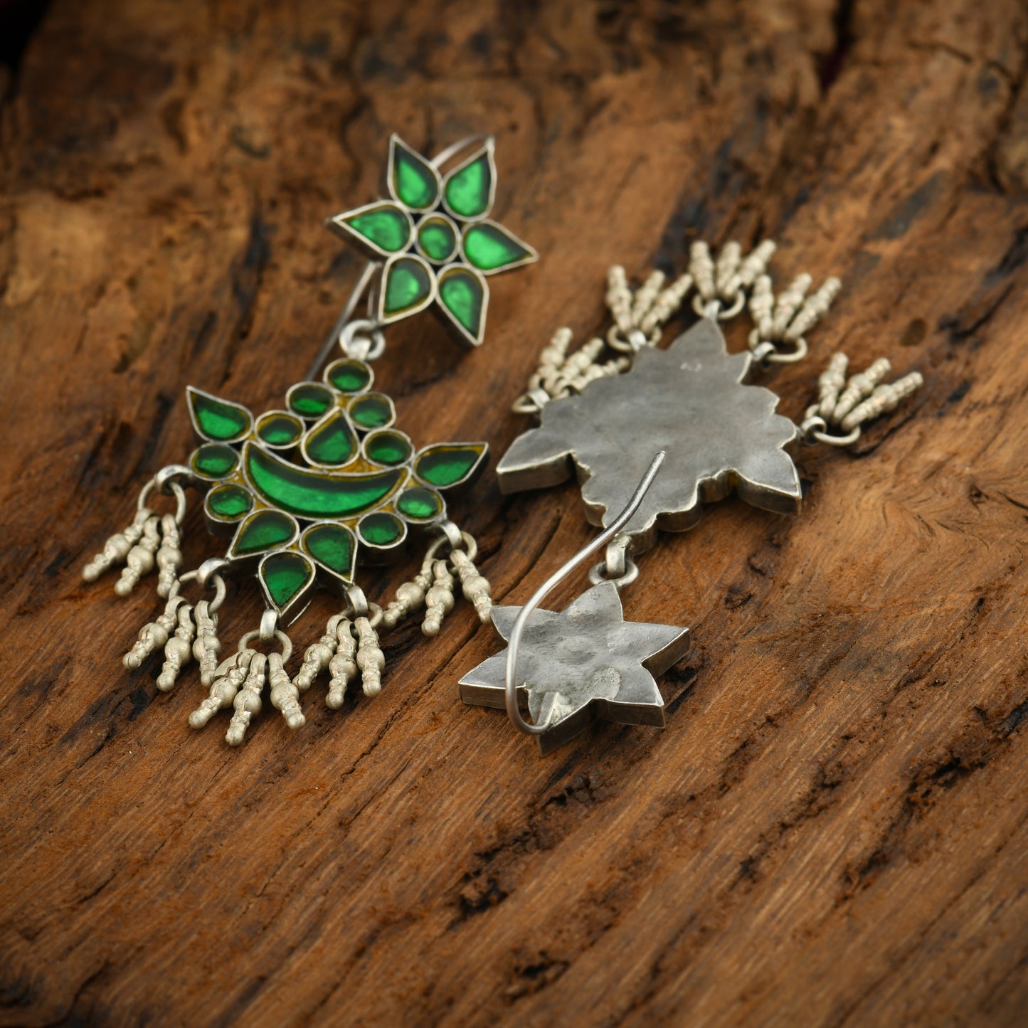 Madhu Chandrika Hara Sheesha Silver Earrings