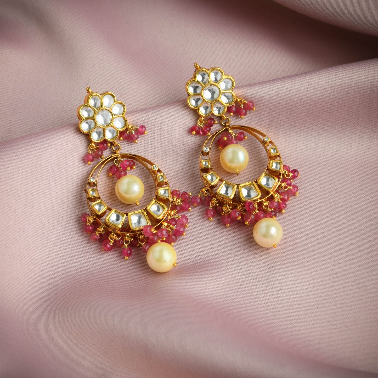 Antique Kundan Chand Bali Earrings