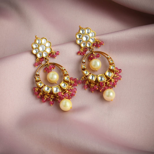 Antique Kundan Chand Bali Earrings