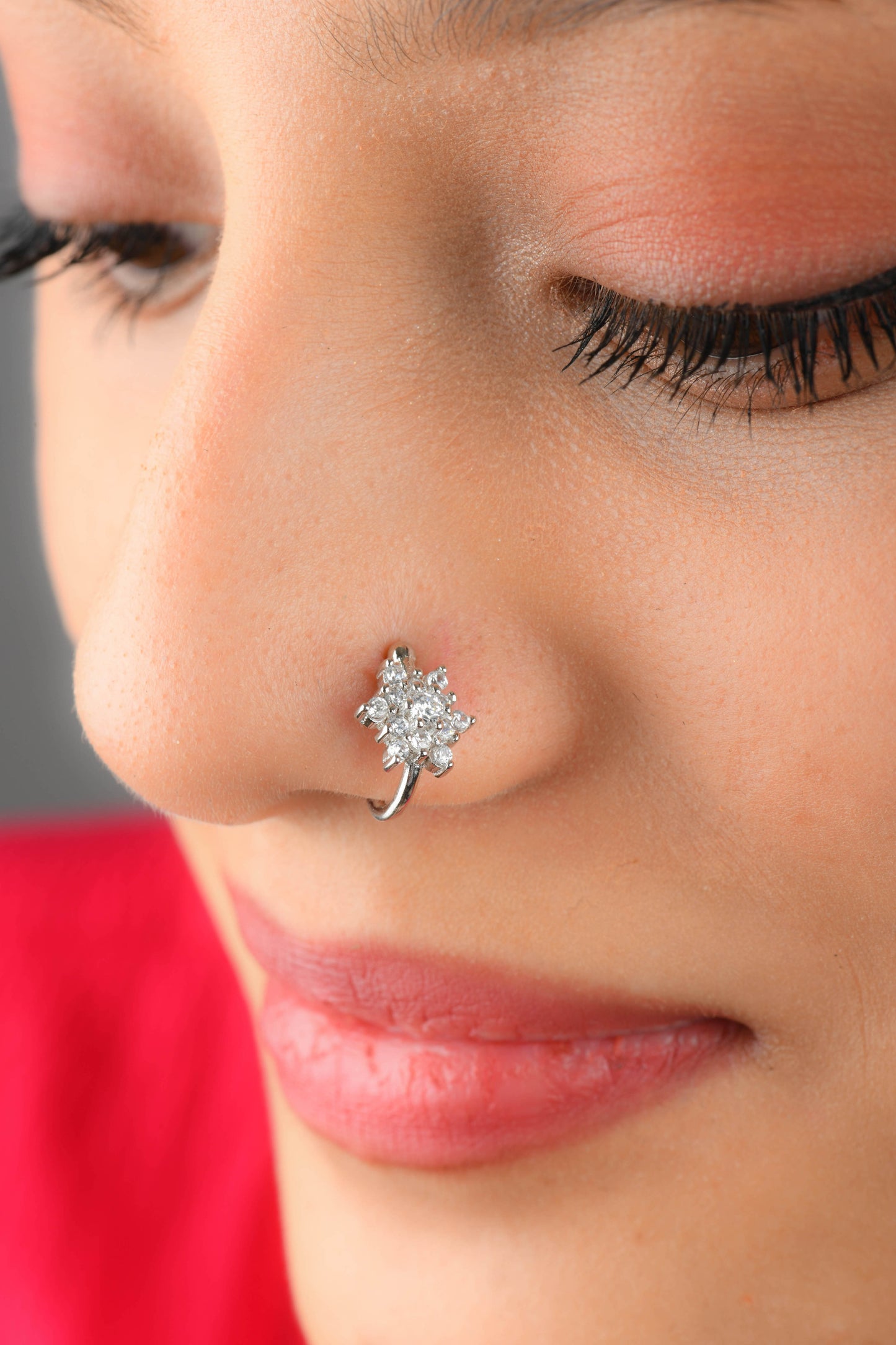 Star CZ Clip On Silver Nose Pin