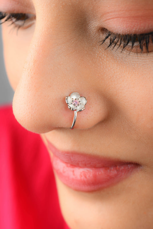 Basanti Silver Nose Pin