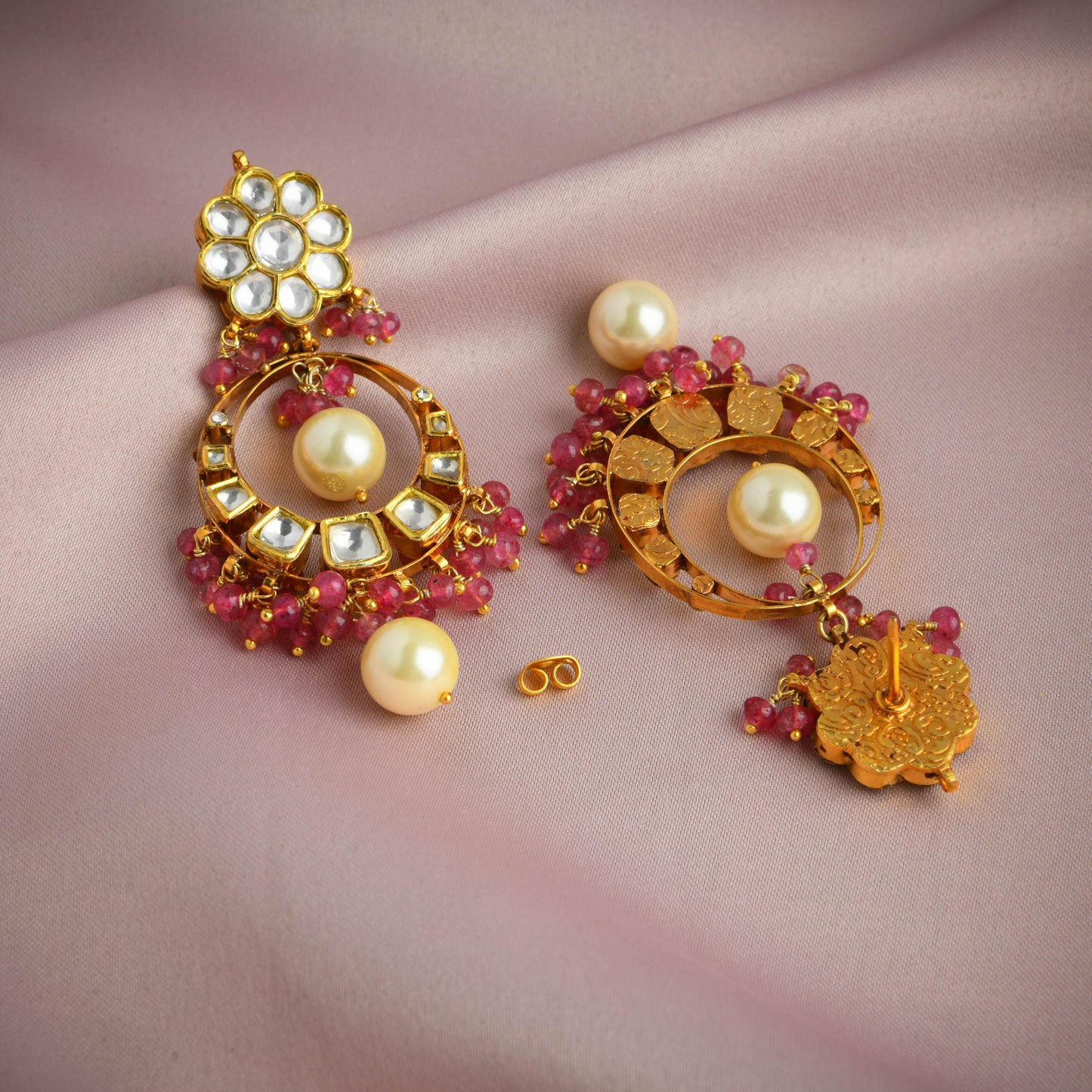 Antique Kundan Chand Bali Earrings