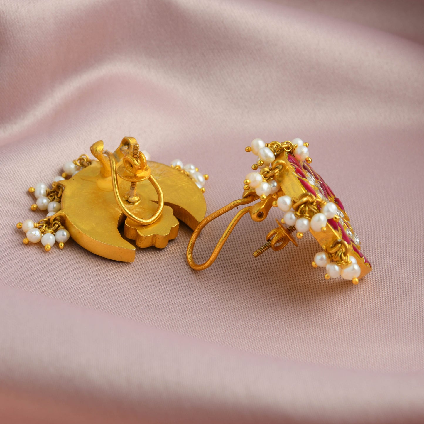 Chand Kundan Gold Plated Silver Earrings