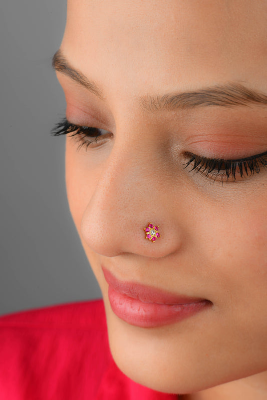 Shimmering Star Gold Plated Silver Nose Pin