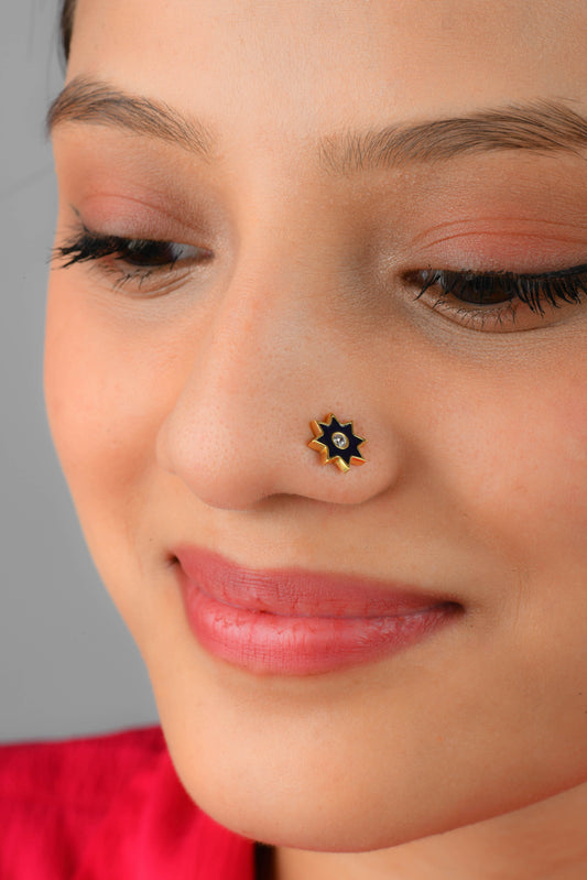 Stellar Gold Plated Silver Nose Pin