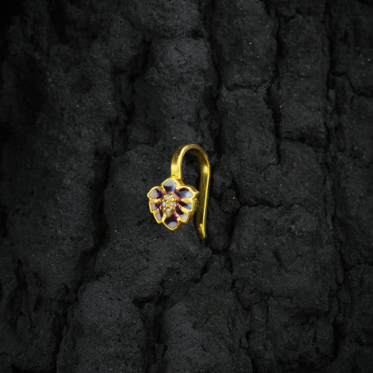 Purple Sensation Gold Plated Silver Nose Pin