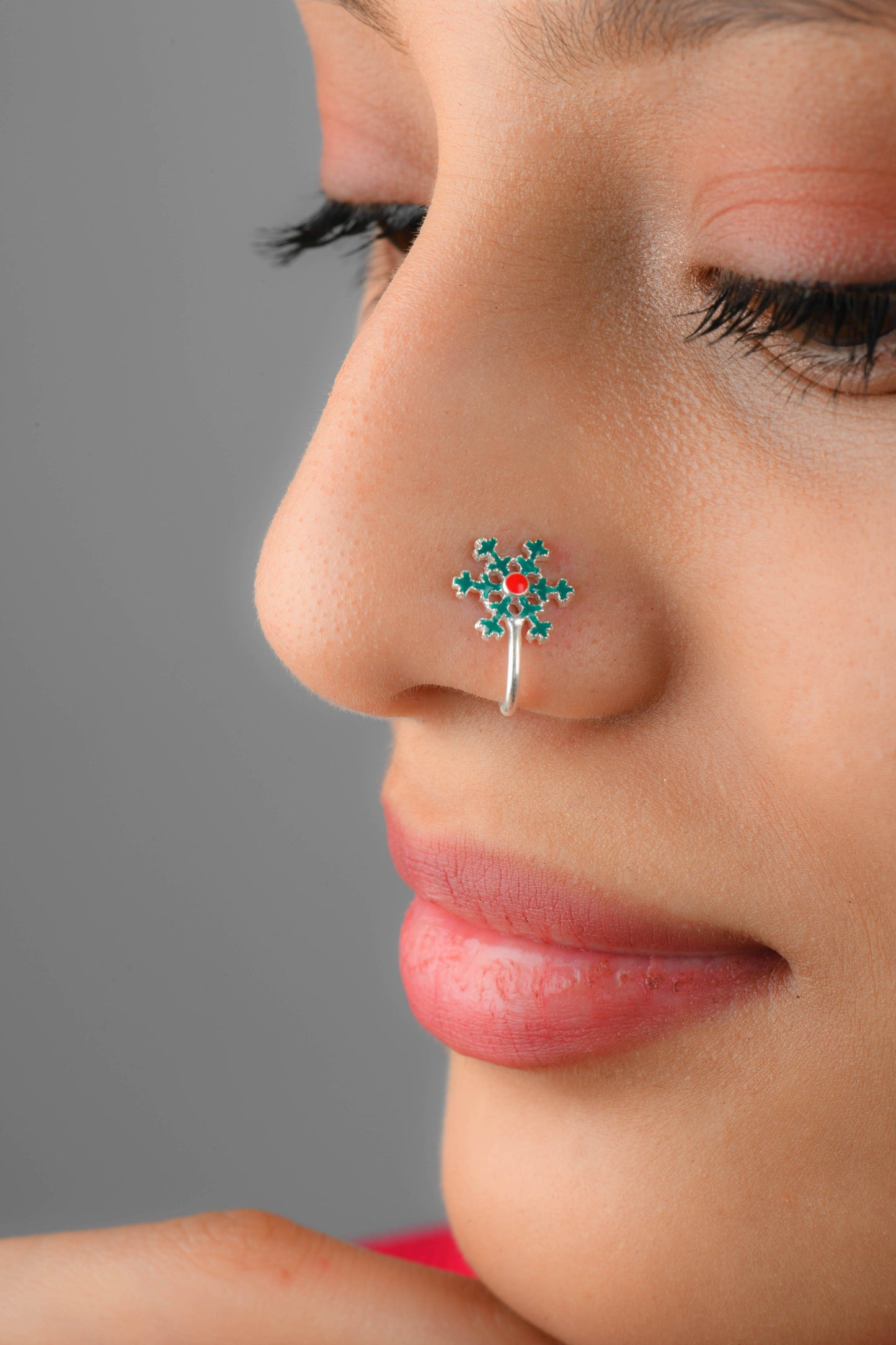 Snowflakes Silver Clip On Nose Pin