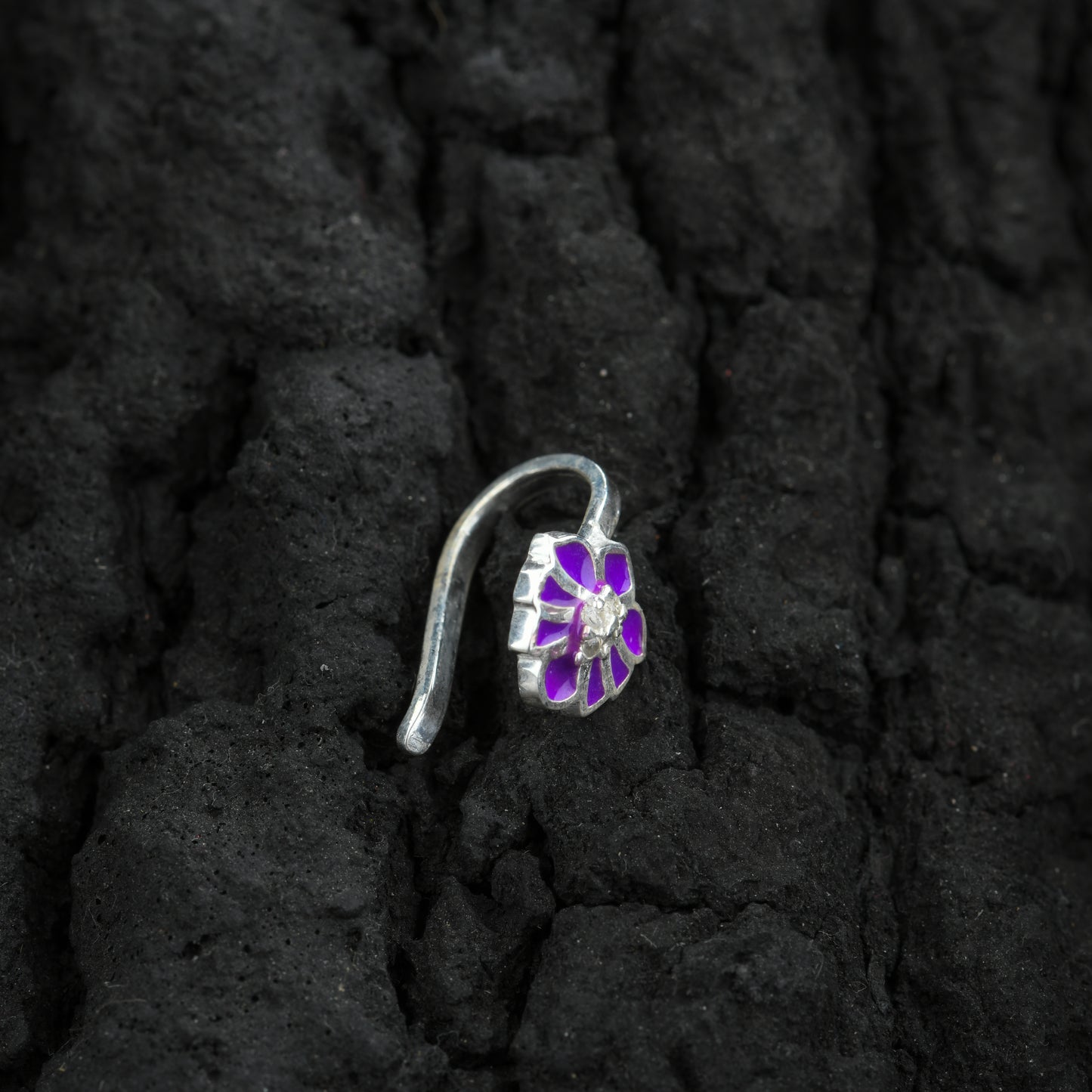 Purple Sensation Silver Nose Pin