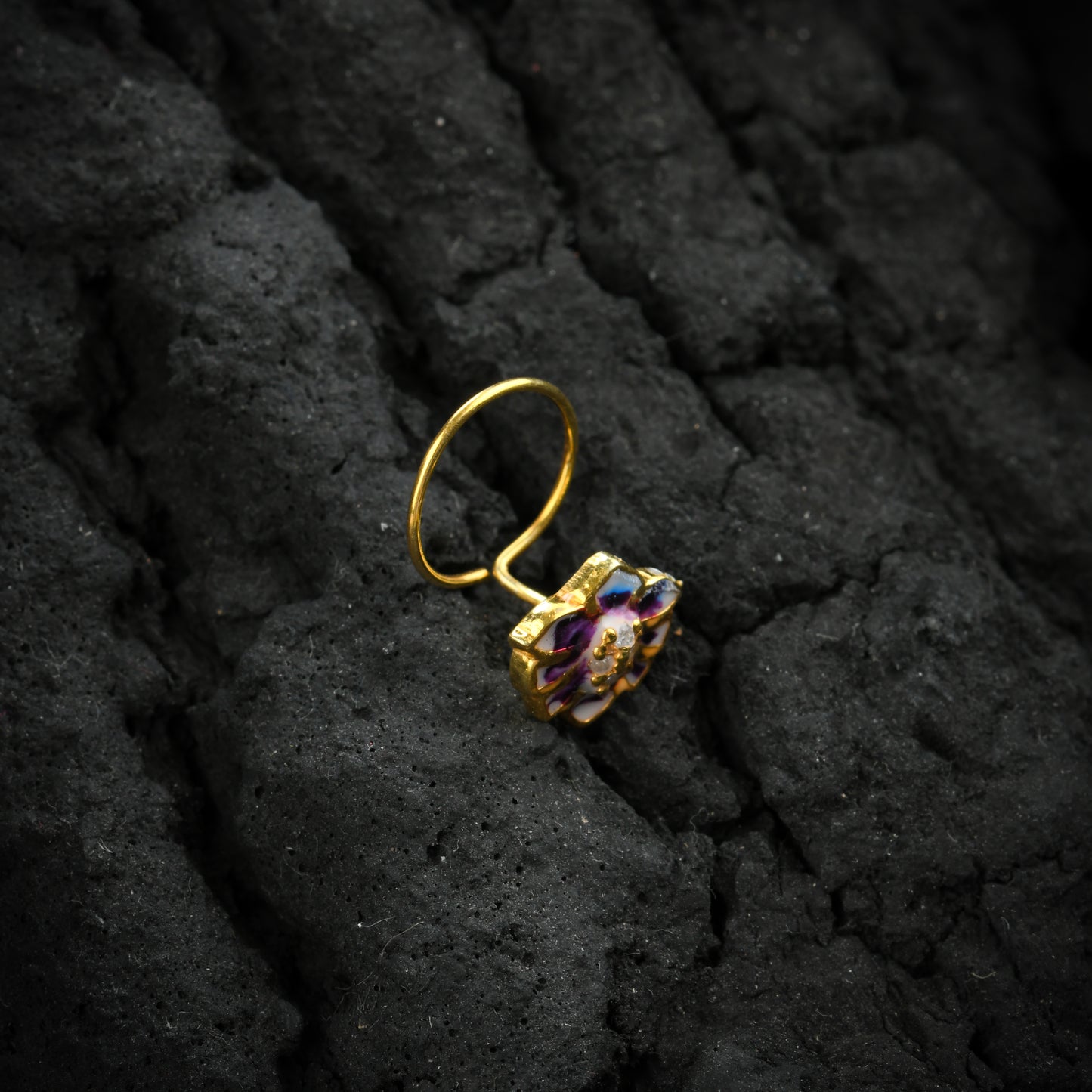 Purple Sensation Gold Plated Silver Nose Pin