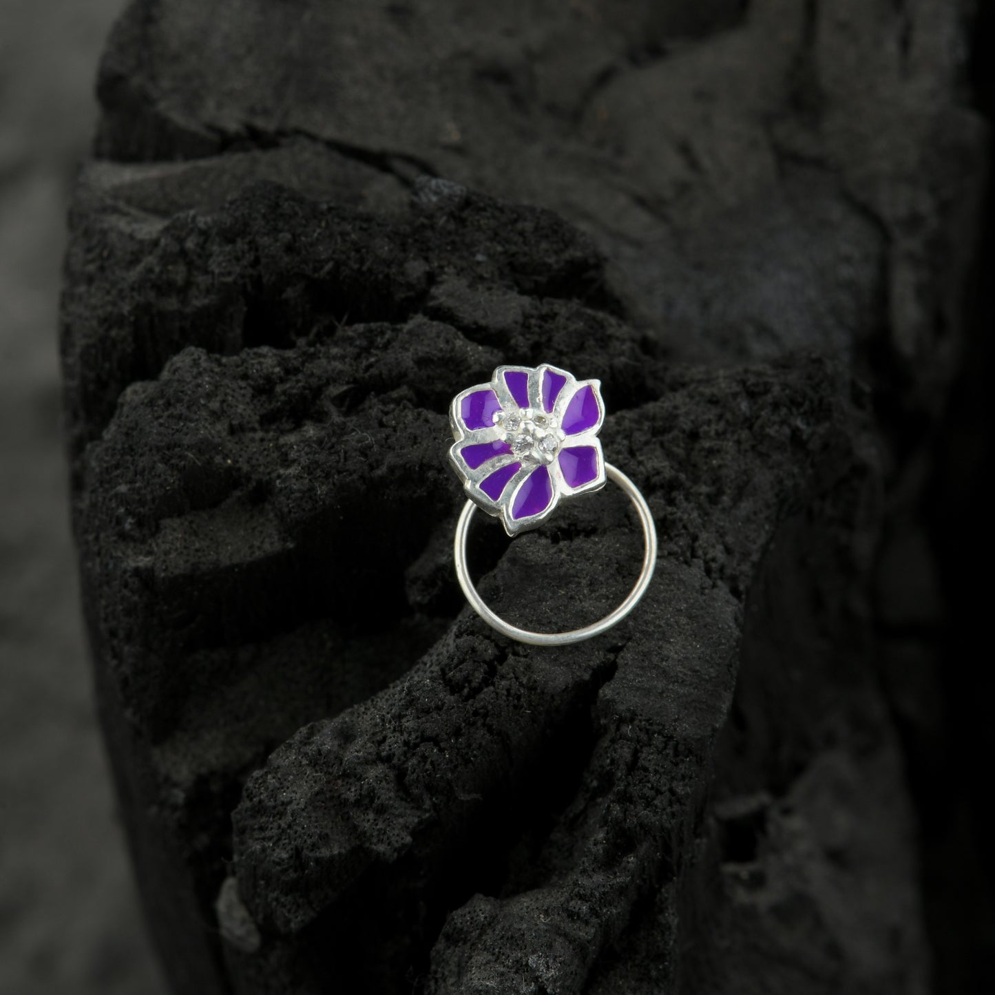 Purple Sensation Silver Nose Pin