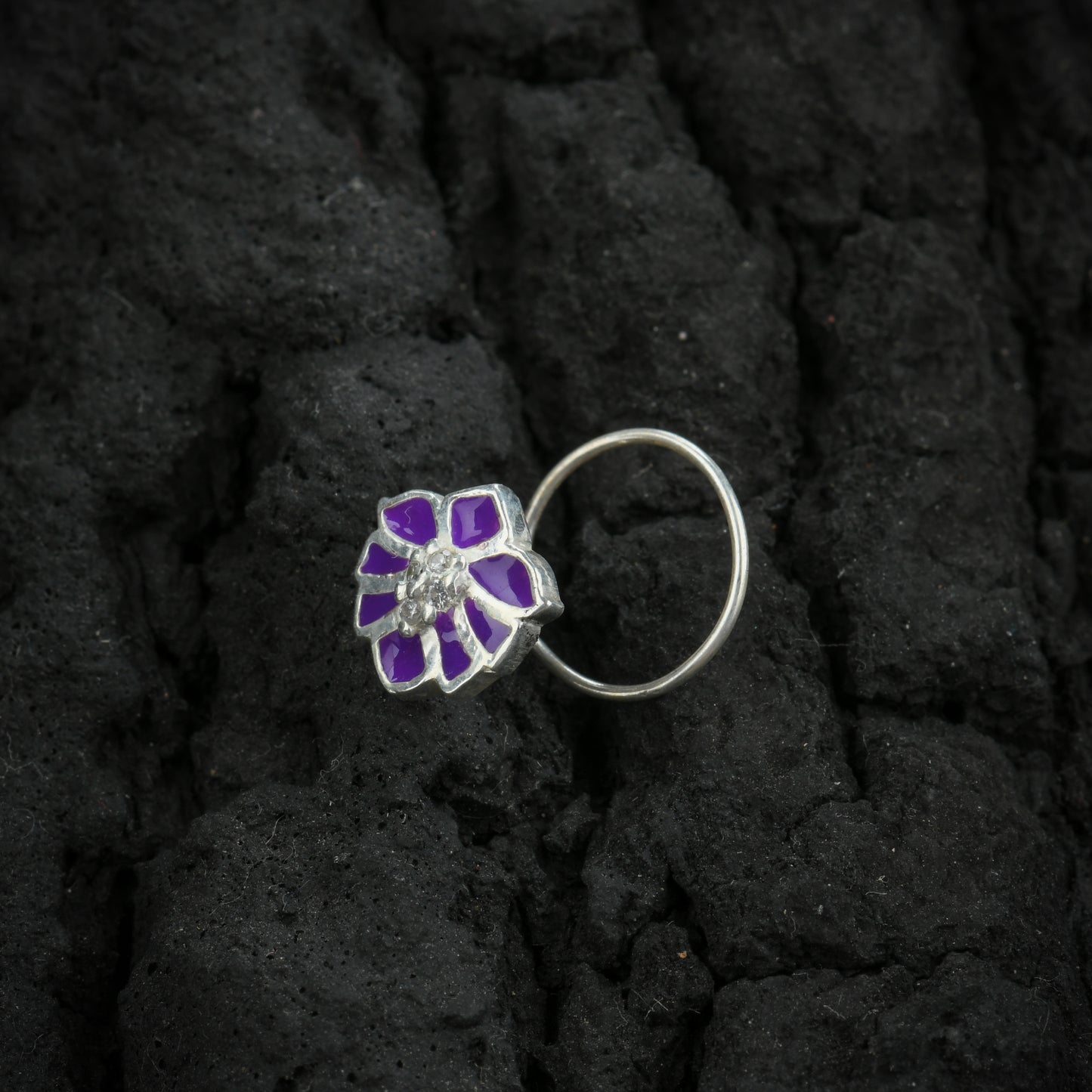 Purple Sensation Silver Nose Pin