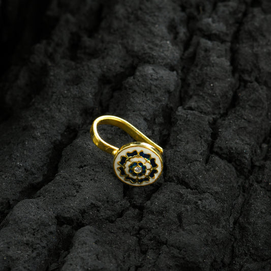 Blue Poppy Enamel Gold Plated Silver Nose Pin